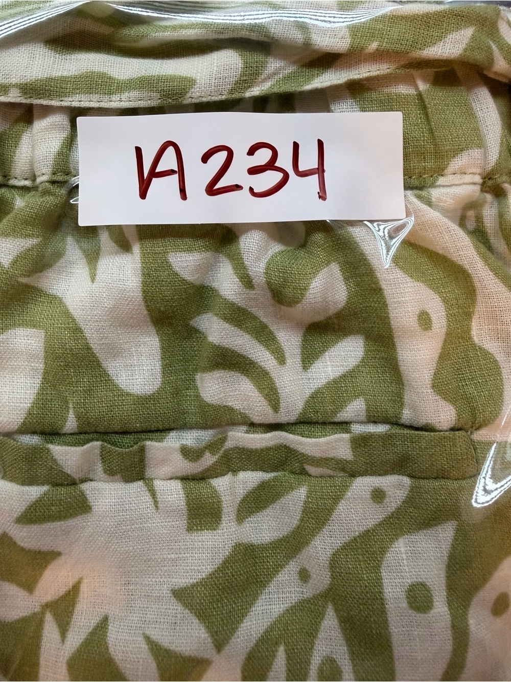 100% Linen Rachel Zoe Green and White Tropical Palm Print Wide-Leg Pants Size M - Picture 13 of 13